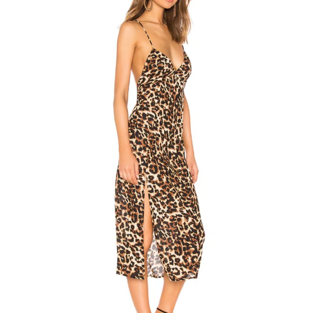 RESA Leopard Print Midi Dress in Brown and Black - Picture 2 of 3